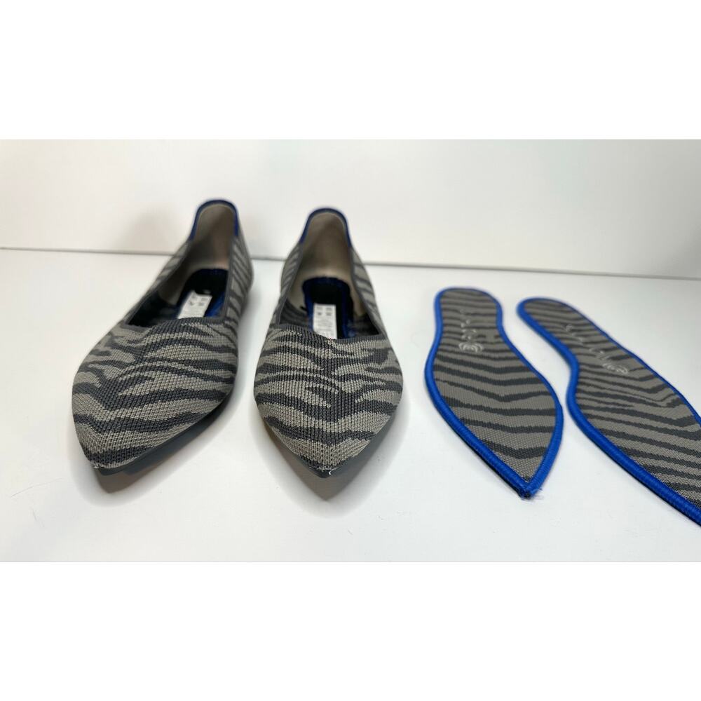 Rothys Shoes Womens 7.5 The Point Ballet Flats Grey Zebra Print Comfort Low Top - Picture 3 of 10